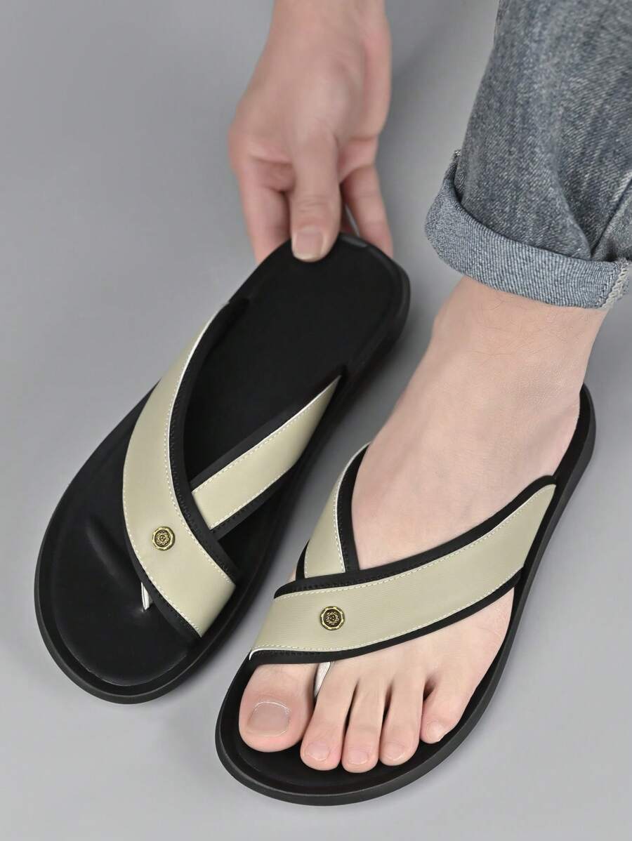 Chinelo Masculino Casual Aberto Estilo Patchwork Solado Fino Verde / 36 Chinelo Masculino Casual Aberto Estilo