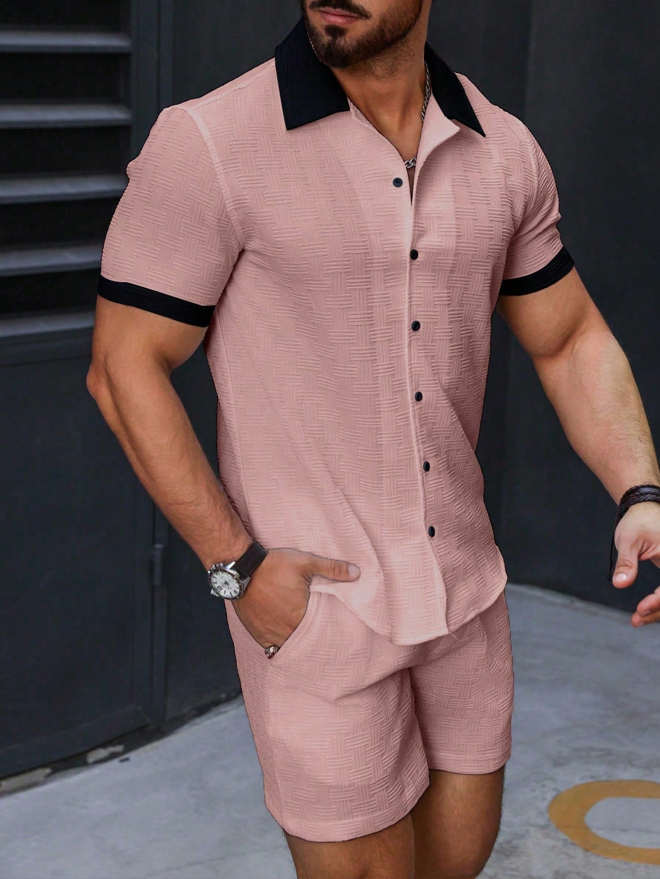 Conjunto Masculino Camisa Casual E Bermuda Tradicional Conjunto Masculino Camisa Casual E Bermuda Tradicional