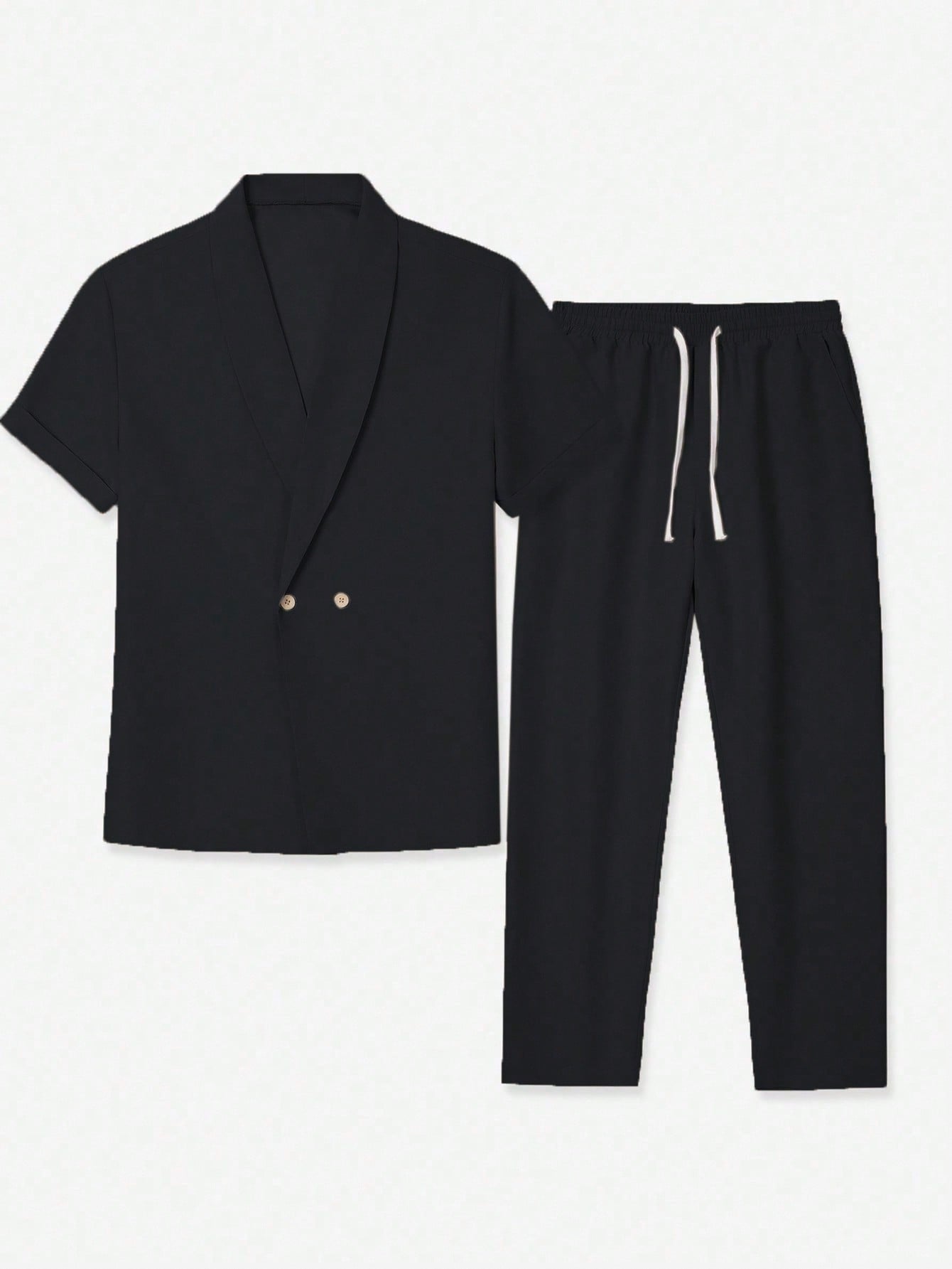 Conjunto Masculino Camisa Lisa Manga Curta E Calça Casual Conjunto Masculino Camisa Lisa Manga Curta E Calça Casual