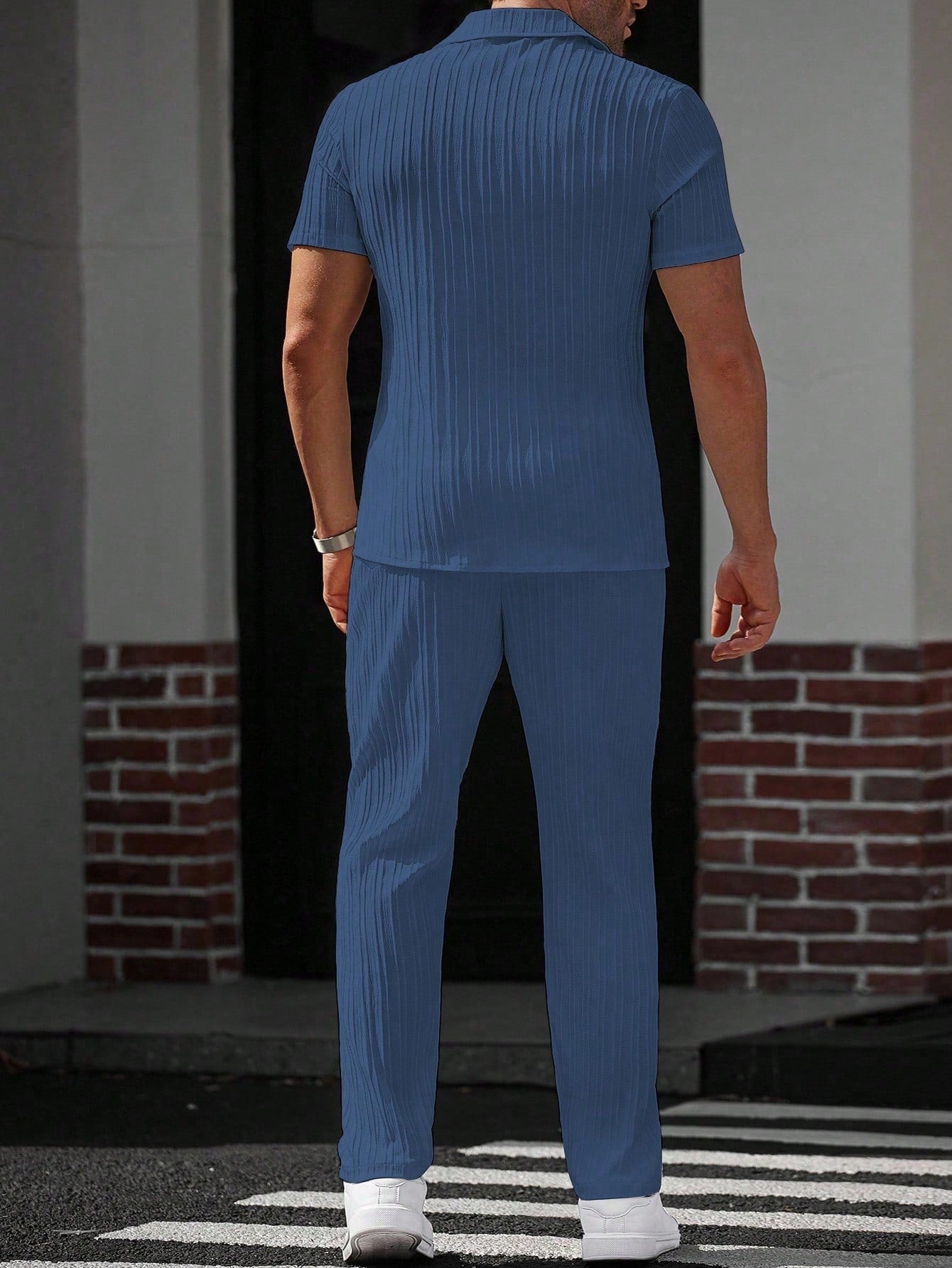 Conjunto Masculino Camisa Canelada E Calça Reta Minimalista Conjunto Masculino Camisa Canelada E Calça Reta Minimalista