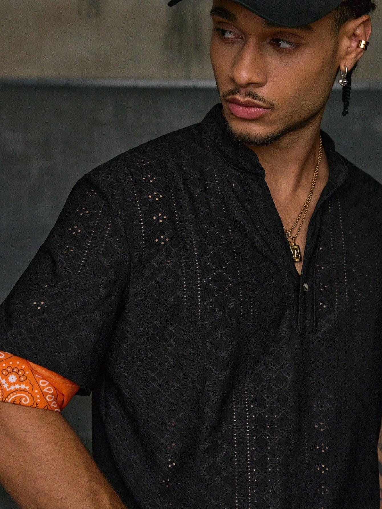 Camiseta Masculina Gola Padre Textura Rendada Camiseta Masculina Gola Padre Textura Rendada