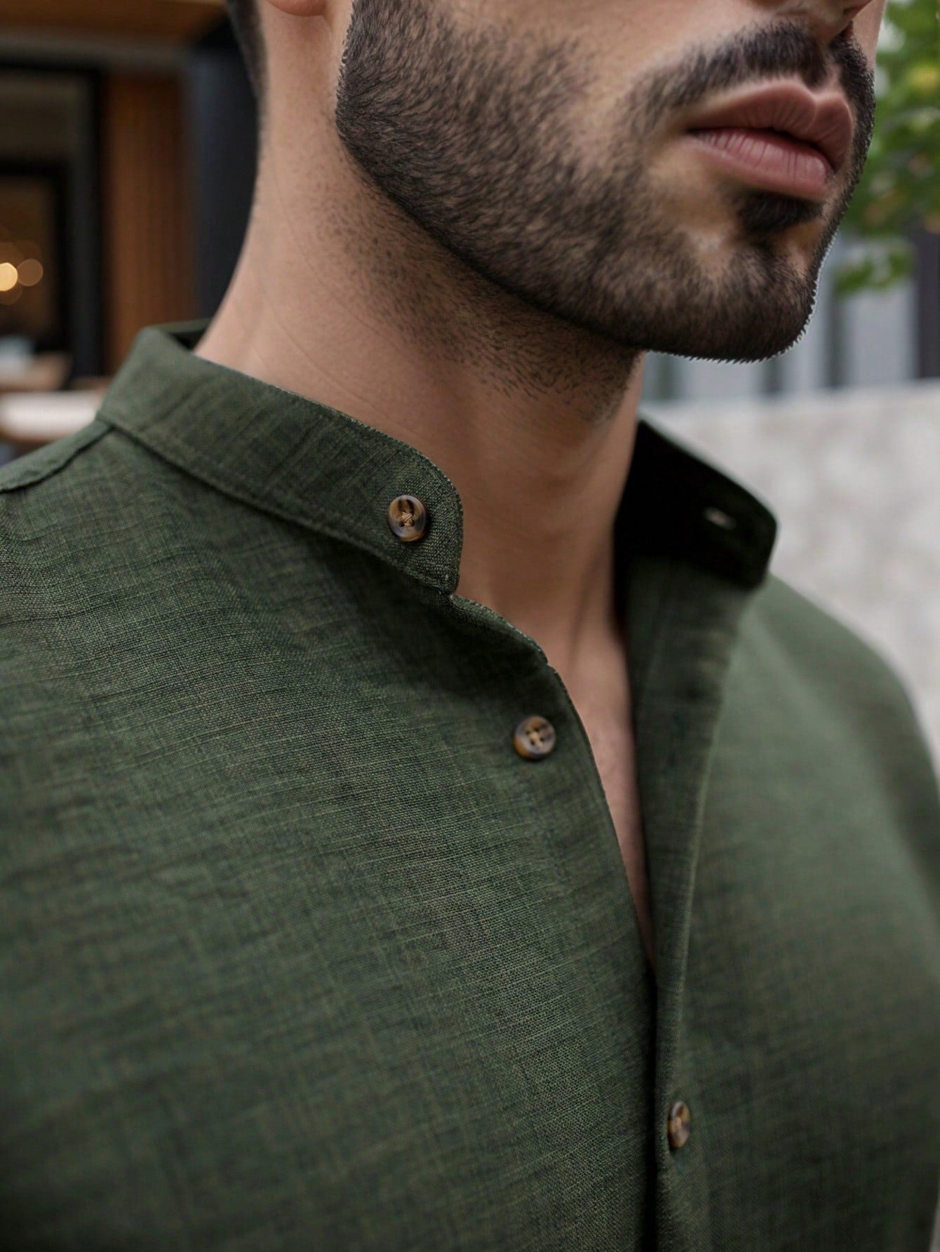 Camisa Masculina Gola Padre Slim Caimento Impecável Camisa Masculina Gola Padre Slim Caimento Impecável