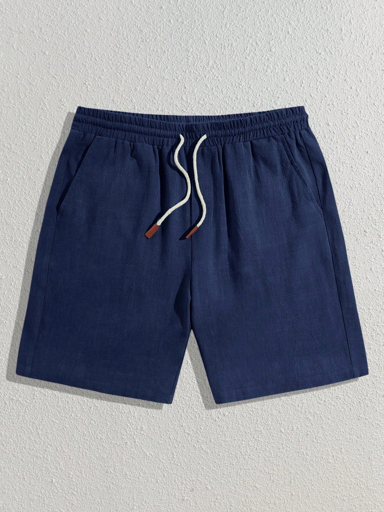 Shorts Masculino Casual Com Tecido Texturizado E Cordão Ajustável Azul Marinho / PP Shorts Masculino Casual Com Tecido