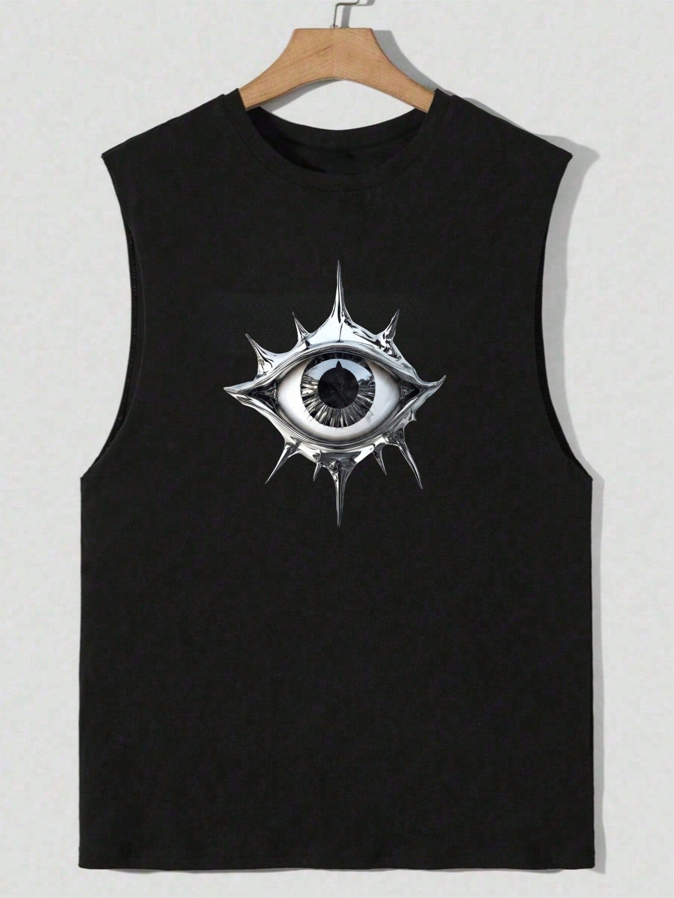 Camiseta Regata Masculina Estilo Gótico Estampa De Olho Preto / PP Camiseta Regata Masculina Estilo Gótico Estampa De