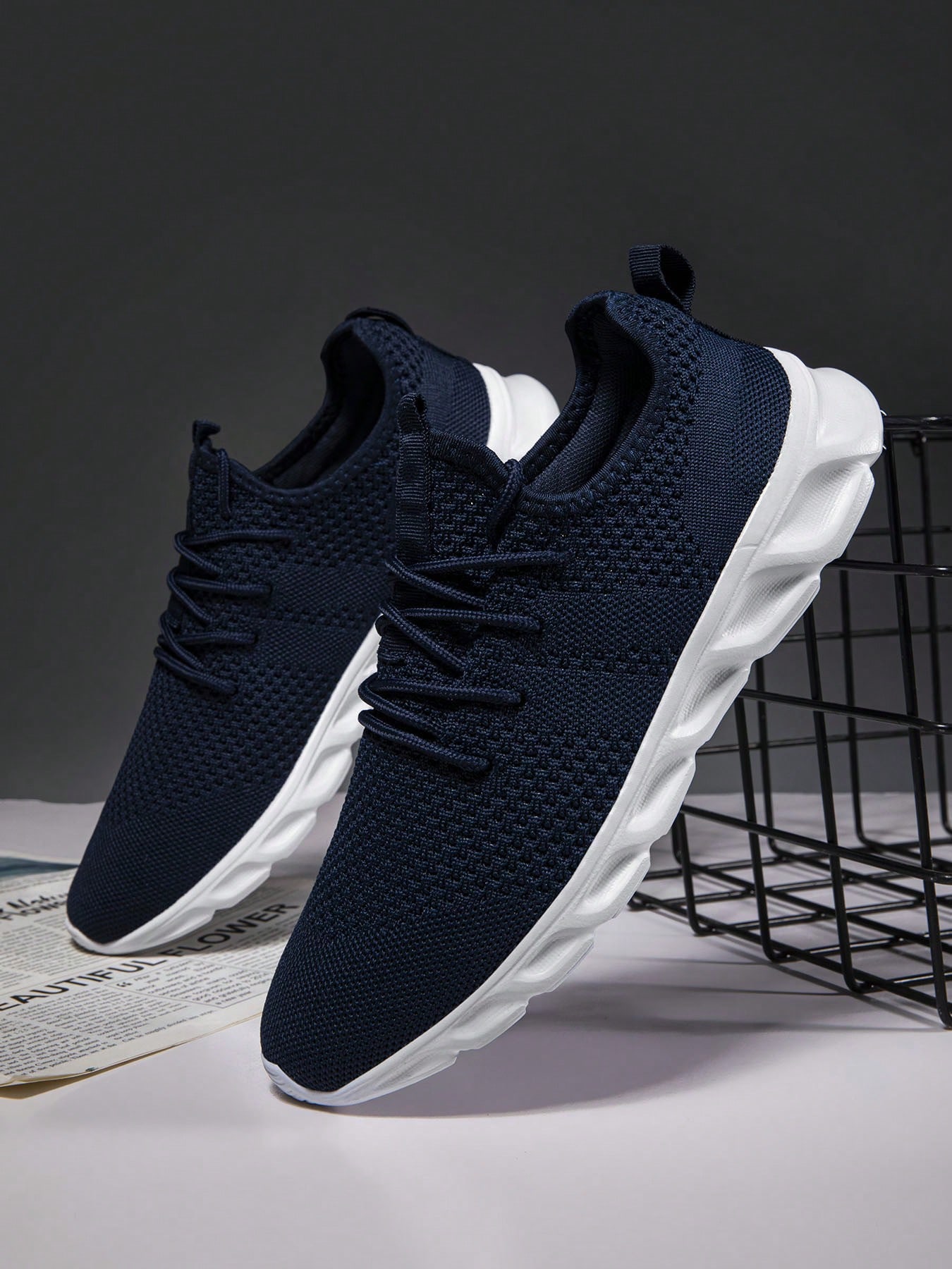 Tênis Masculino Chunky Ultra Leve Respirável Casual Versátil Azul Marinho / 36 Tênis Masculino Chunky Ultra Leve