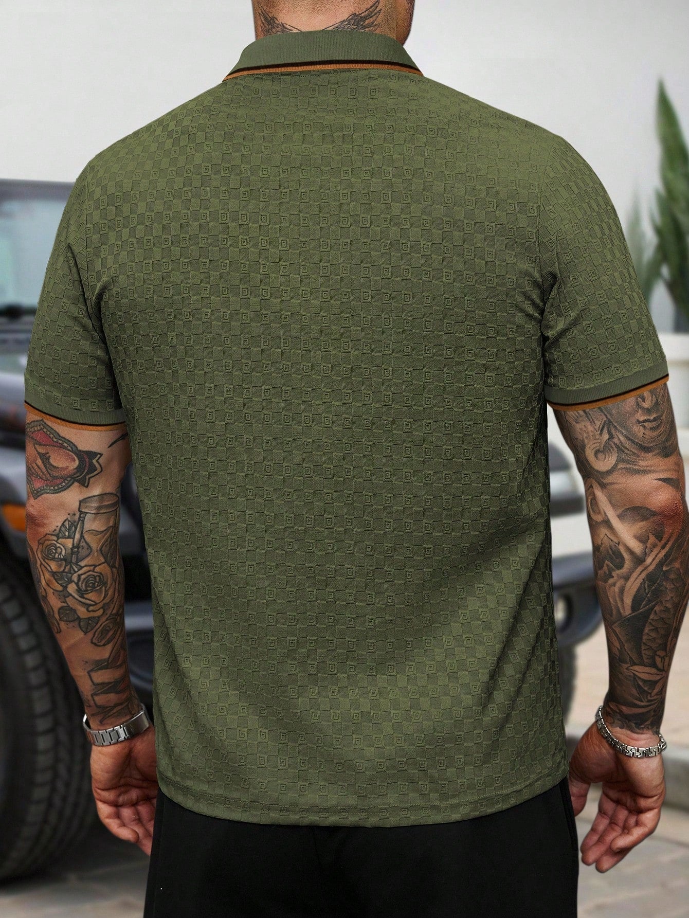 Camisa Polo Masculina Casual Detalhe Color Block Botões Camisa Polo Masculina Casual Detalhe Color Block Botões