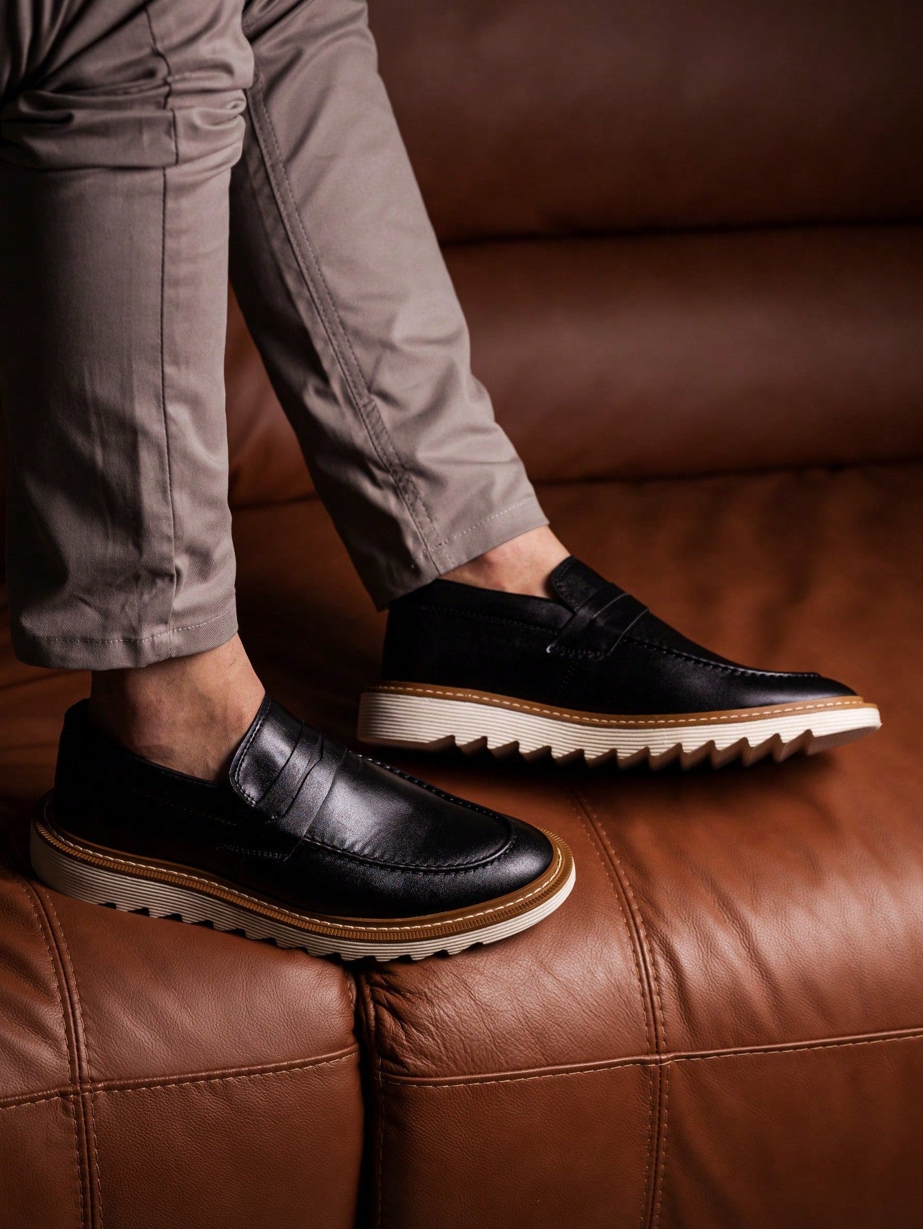 Sapato Masculino Social Couro Sintético Cadarço Antiderrapante Sapato Masculino Social Couro Sintético Cadarço