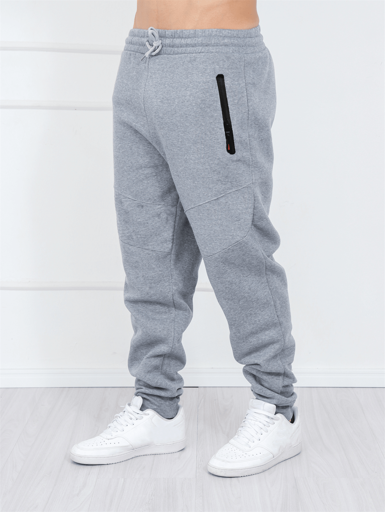 Calça Masculina Jogger Com Zíper E Design Confortável Cinza / PP Calça Masculina Jogger Com Zíper E Design Confortável