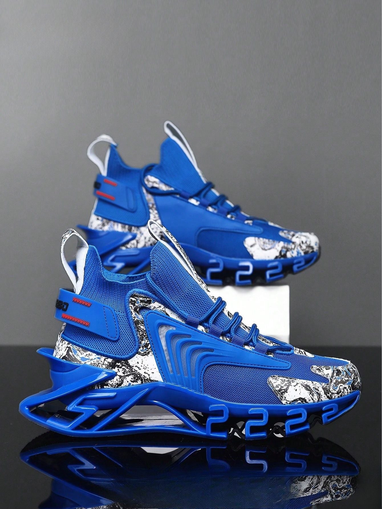 Tênis Masculino Chunky Mesh Geométrico Confortável Esportivo Azul / 36 Tênis Masculino Chunky Mesh Geométrico