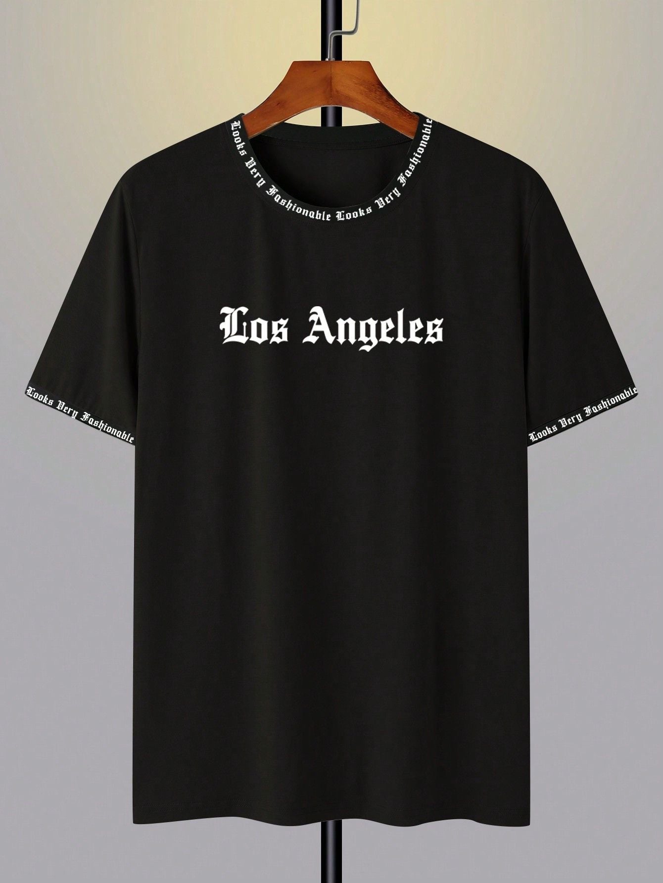 Camiseta Masculina Oversized Estampa Los Angeles Urbana Preto / PP Camiseta Masculina Oversized Estampa Los Angeles