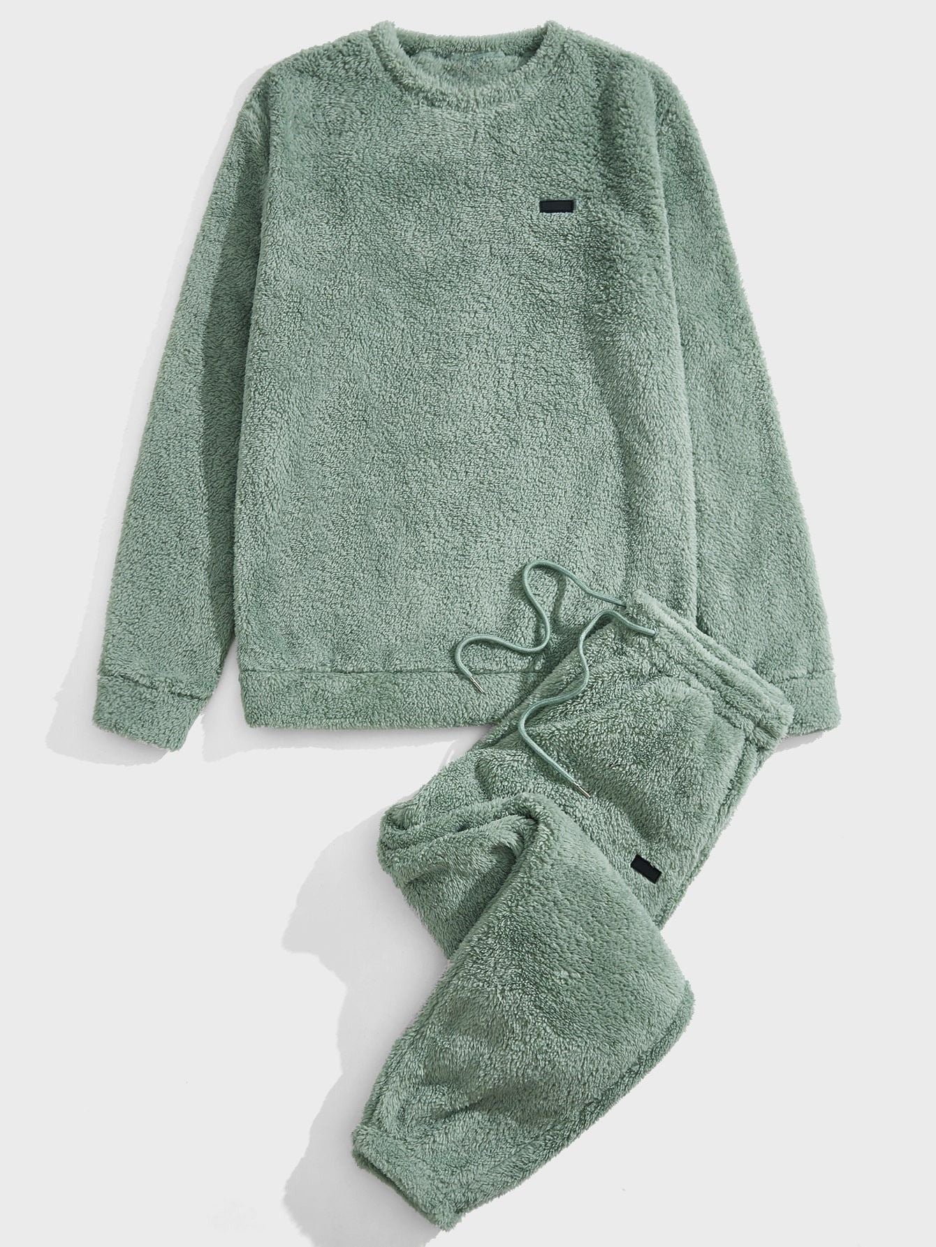 Conjunto Masculino Peluciado Térmico Com Elasticidade Alta Verde Menta / PP Conjunto Masculino Moletom Estampa Asas Com