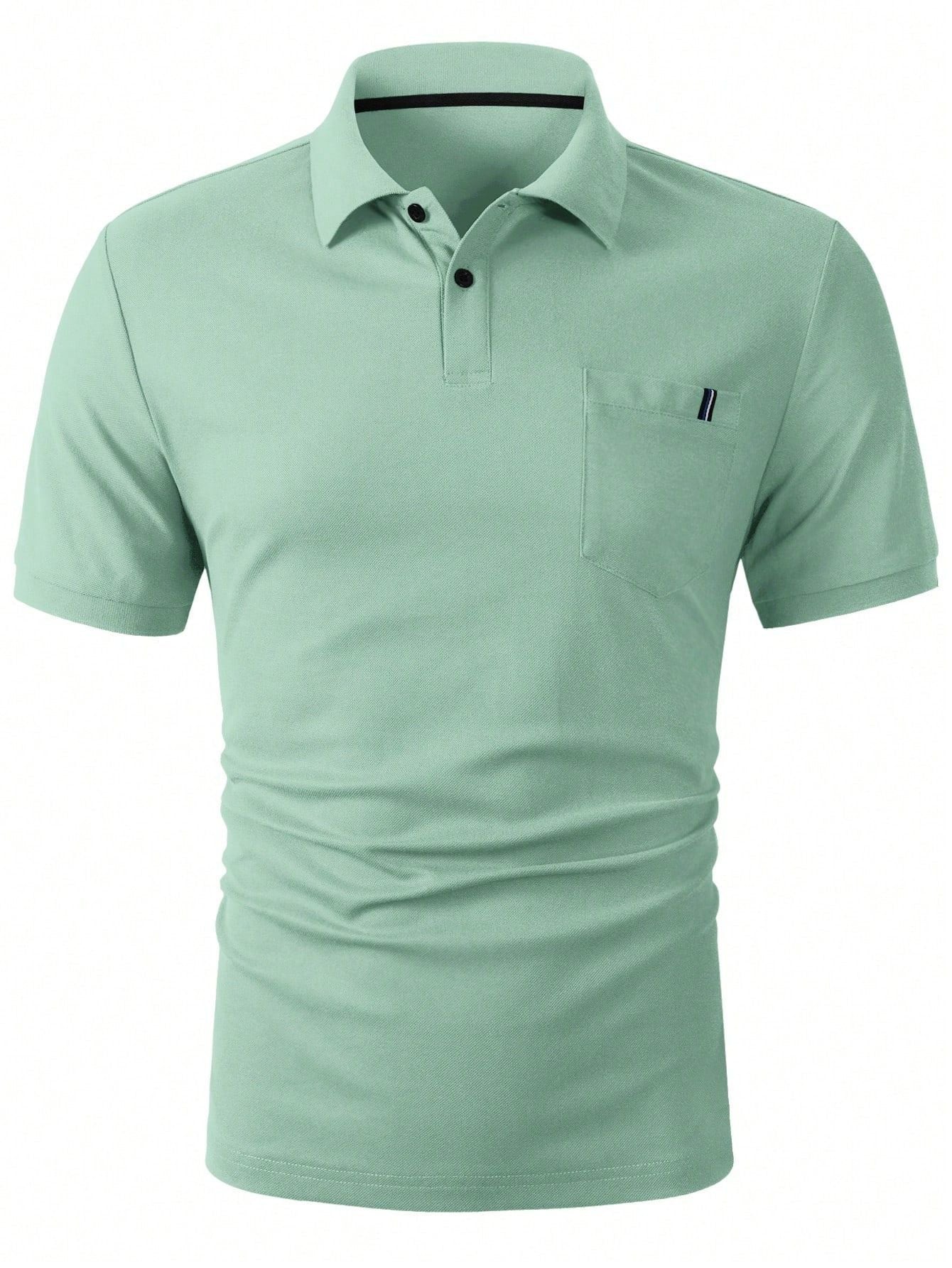 Camisa Polo Masculina Minimalista Bolso Detalhe Fino Verde / PP Camisa Polo Masculina Minimalista Bolso Detalhe Fino