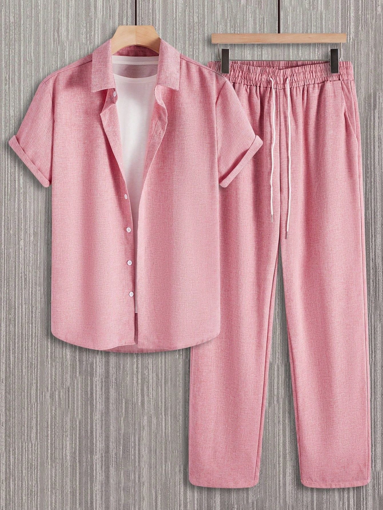 Conjunto Masculino Camisa Manga Curta E Calça Leve Casual Conjunto Masculino Camisa Manga Curta E Calça Leve Casual