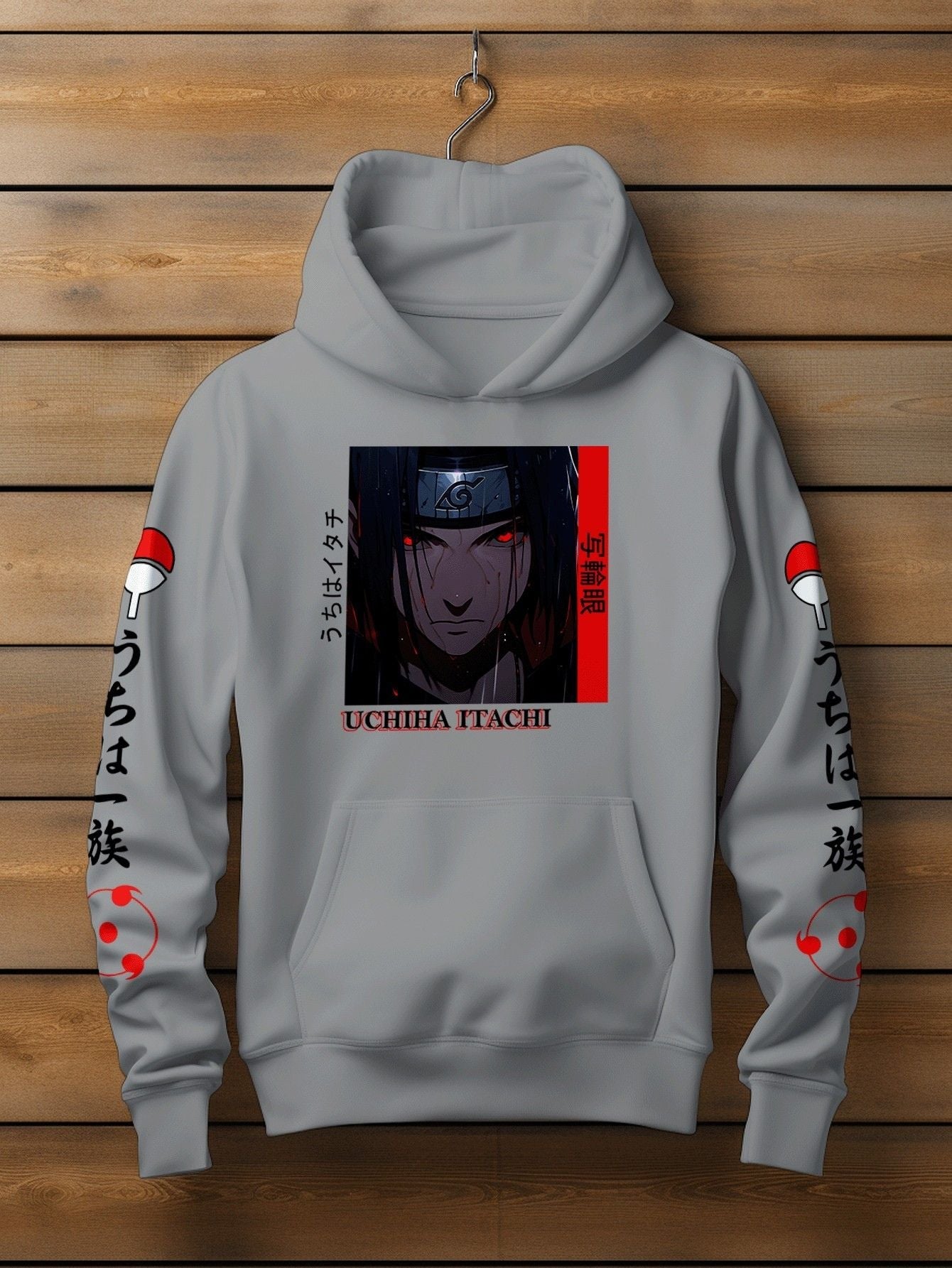 Moletom Masculino Uchiha Itachi Anime Naruto Cinza / PP Moletom Masculino Uchiha Itachi Anime Naruto