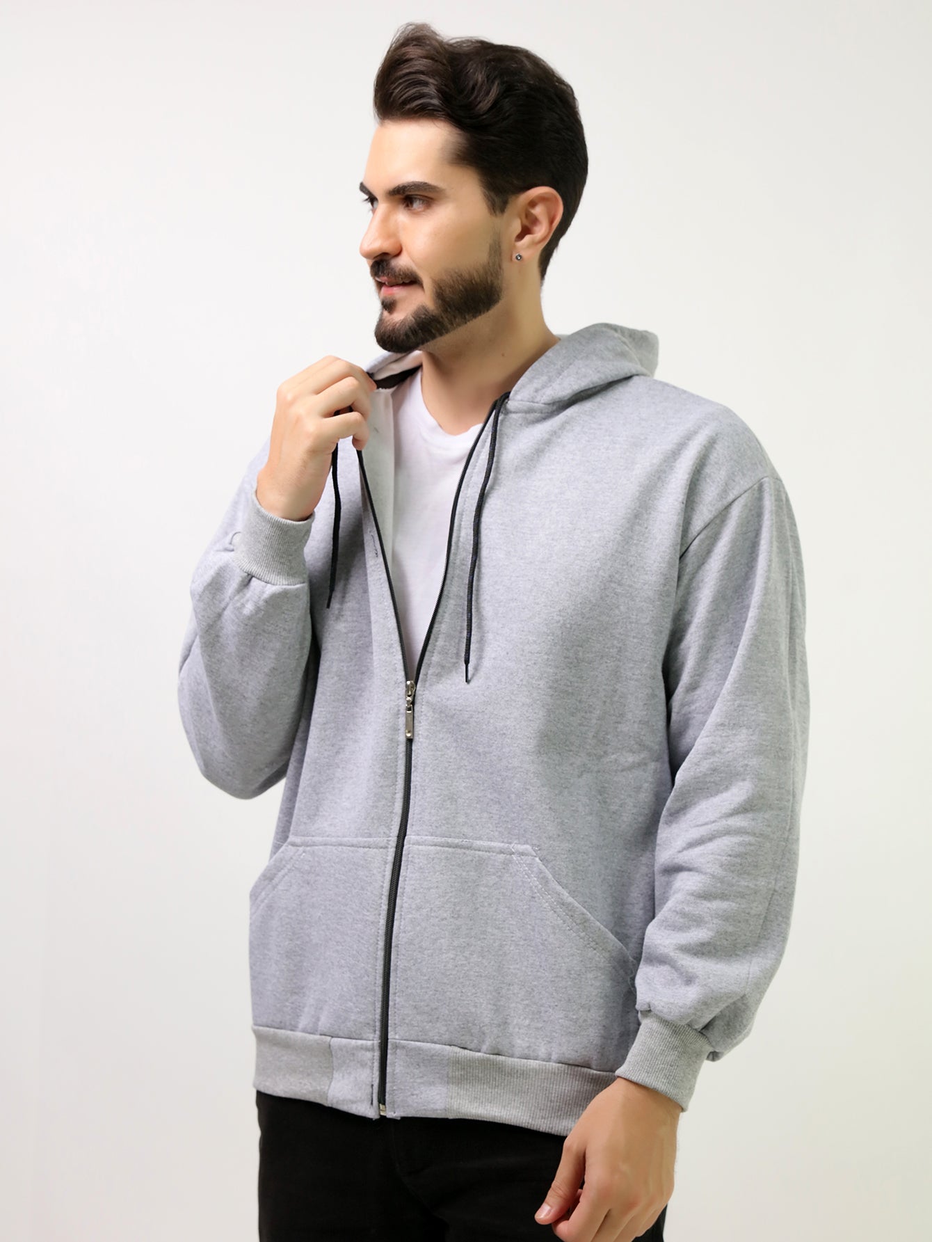 Moletom Masculino Com Capuz E Zíper Frontal Cinza / PP Moletom Masculino Com Capuz E Zíper Frontal