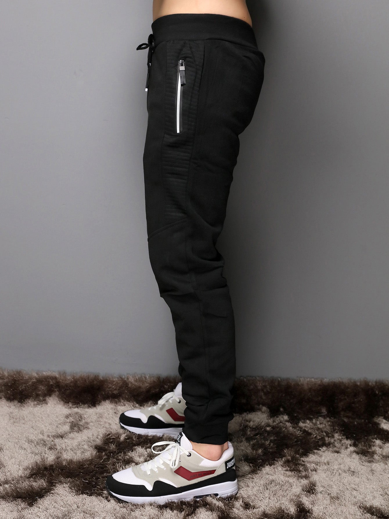 Calça Masculina Jogger Com Zíper Lateral E Estilo Casual Calça Masculina Jogger Com Zíper Lateral E Estilo Casual