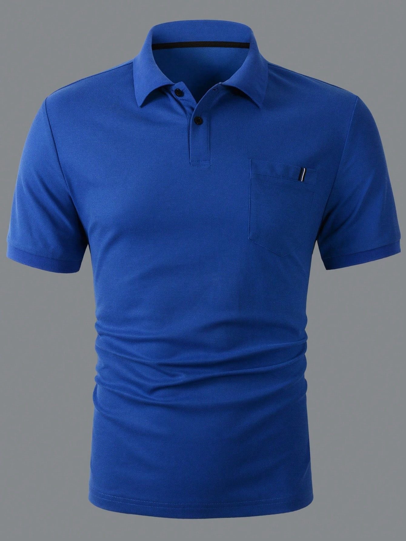 Camisa Polo Masculina Minimalista Bolso Detalhe Fino Azul / PP Camisa Polo Masculina Minimalista Bolso Detalhe Fino