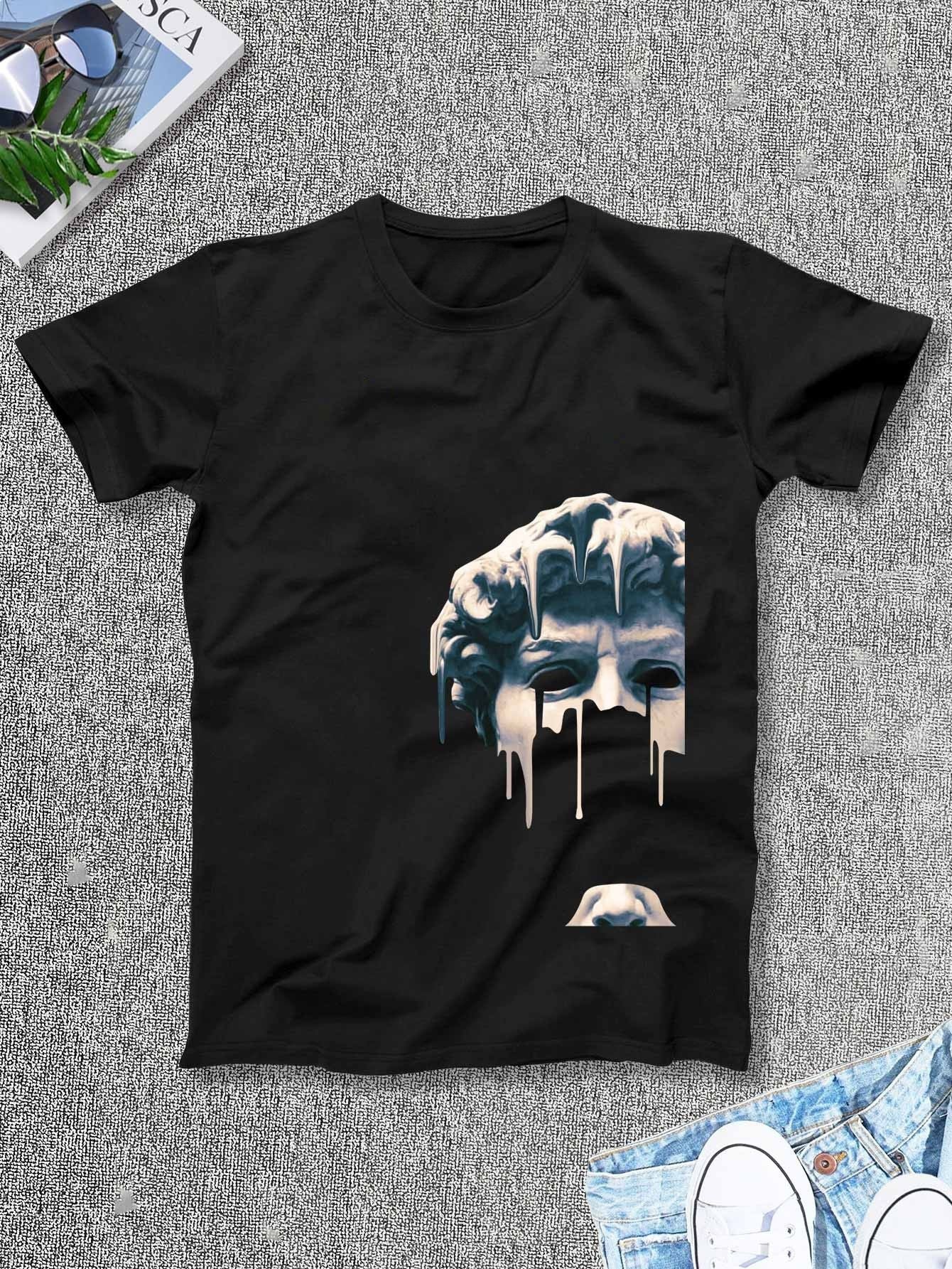 Camiseta Masculina Slim Estampa Escultura Urbana Preto / PP Camiseta Masculina Slim Estampa Escultura Urbana