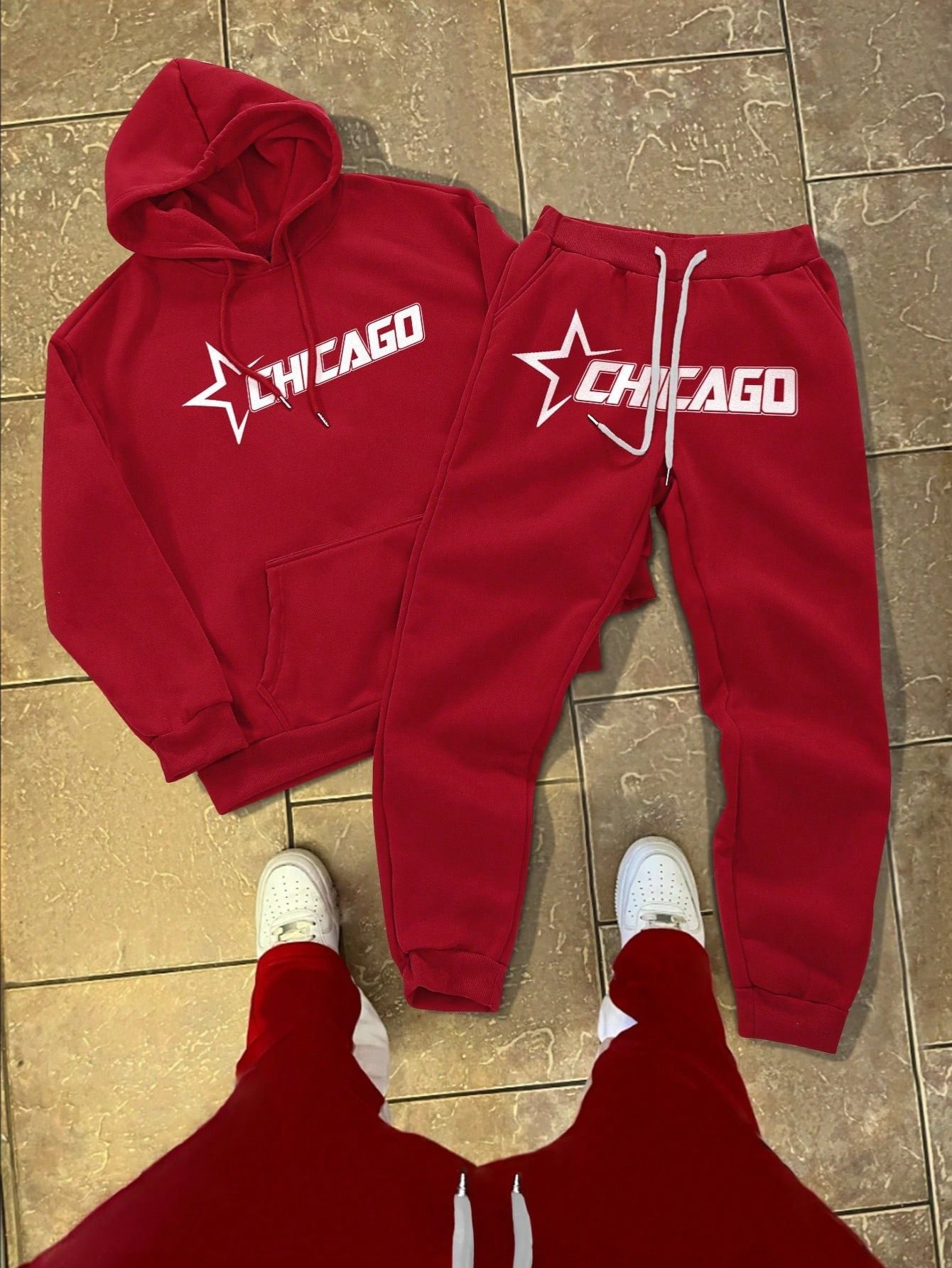 Conjunto Masculino Moletom Estilo Chicago Esportivo Urbano Vermelho / PP Conjunto Masculino Moletom Estilo Chicago