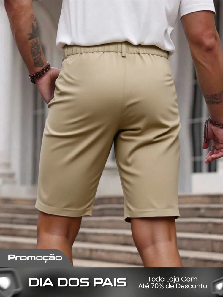 Bermuda Masculina Alfaiatada Com Botões Decorativos Bermuda Masculina Alfaiatada Com Botões Decorativos