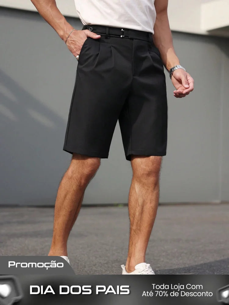 Bermuda Masculina Alfaiatada Com Caimento Sofisticado Preto / PP Bermuda Masculina Alfaiatada Com Caimento Sofisticado