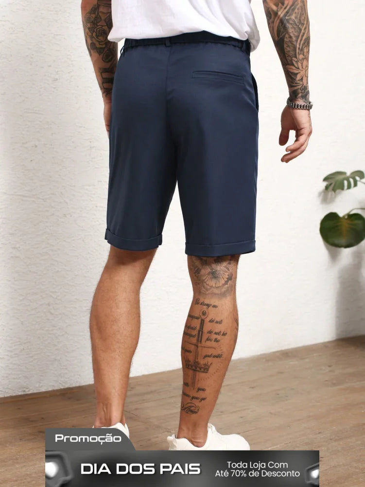 Bermuda Masculina Alfaiatada Com Pregas E Barra Italiana Bermuda Masculina Alfaiatada Com Pregas E Barra Italiana