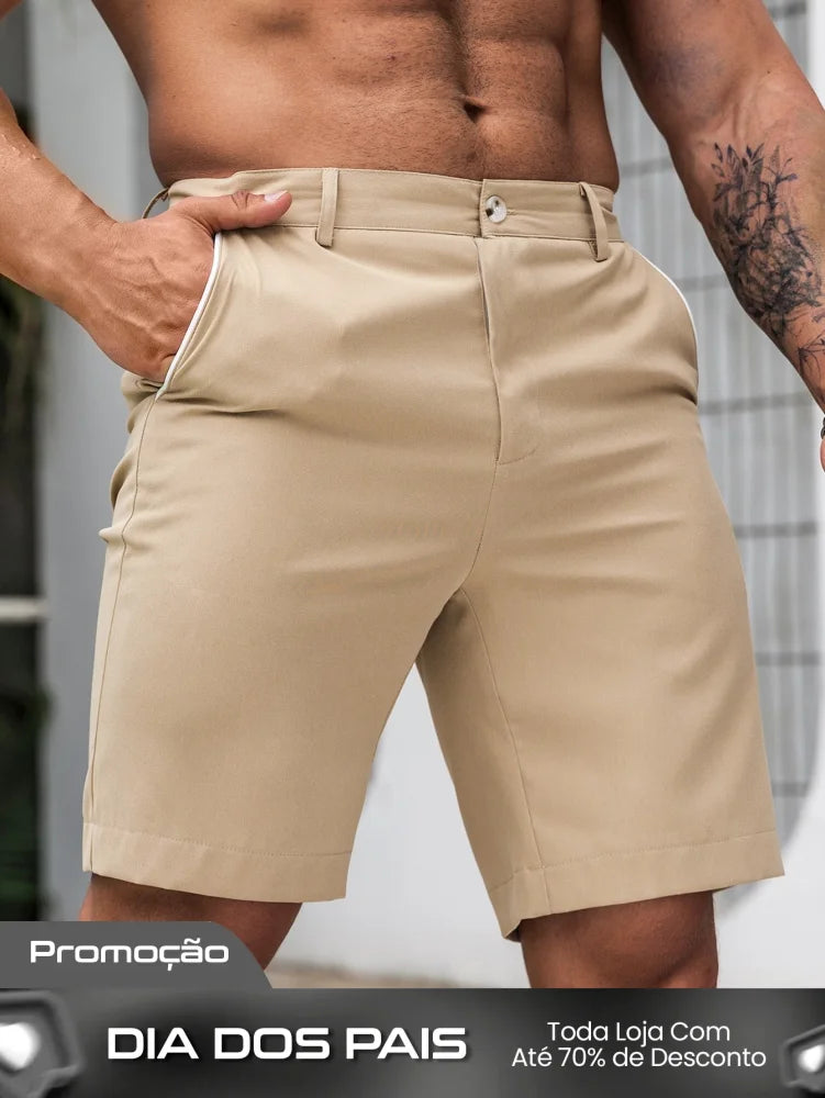 Bermuda Masculina Casual Com Acabamento Refinado Bege / PP Bermuda Masculina Casual Com Acabamento Refinado