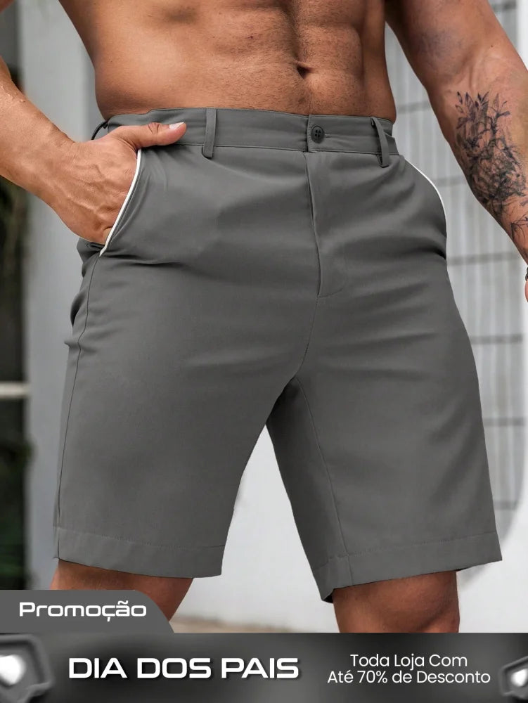 Bermuda Masculina Casual Com Acabamento Refinado Cinza / PP Bermuda Masculina Casual Com Acabamento Refinado