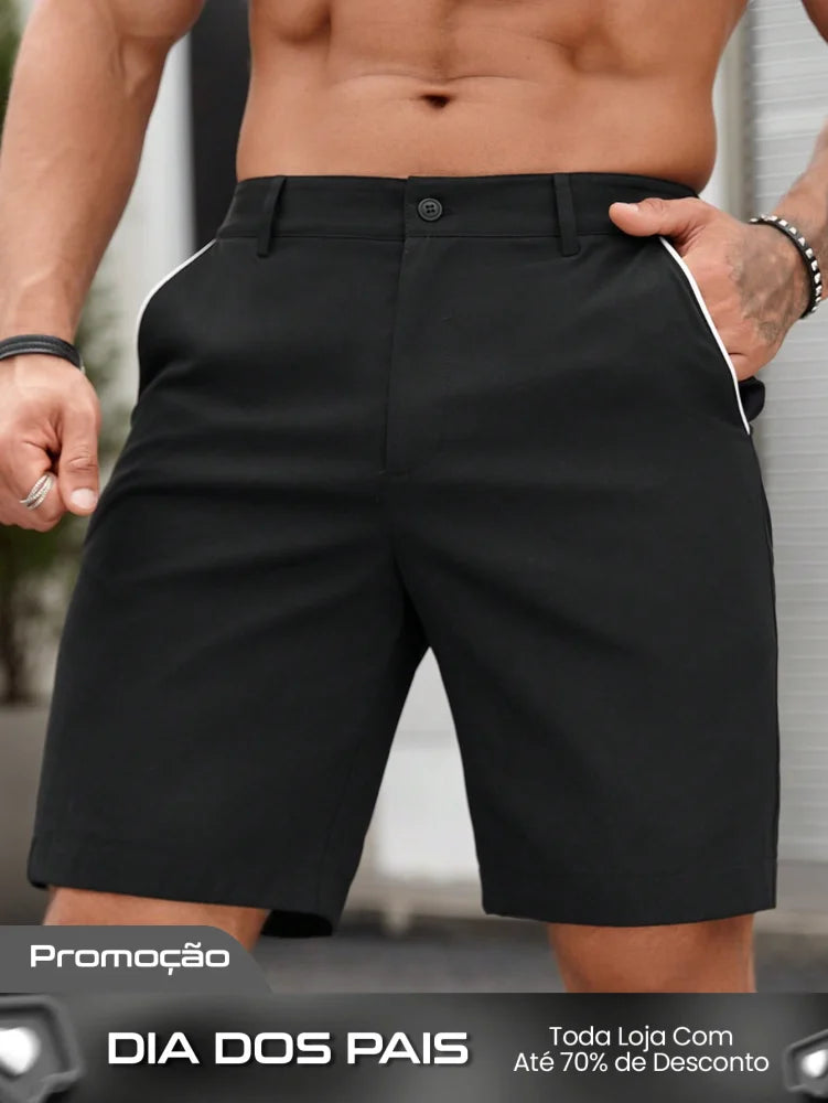 Bermuda Masculina Casual Com Acabamento Refinado Preto / PP Bermuda Masculina Casual Com Acabamento Refinado