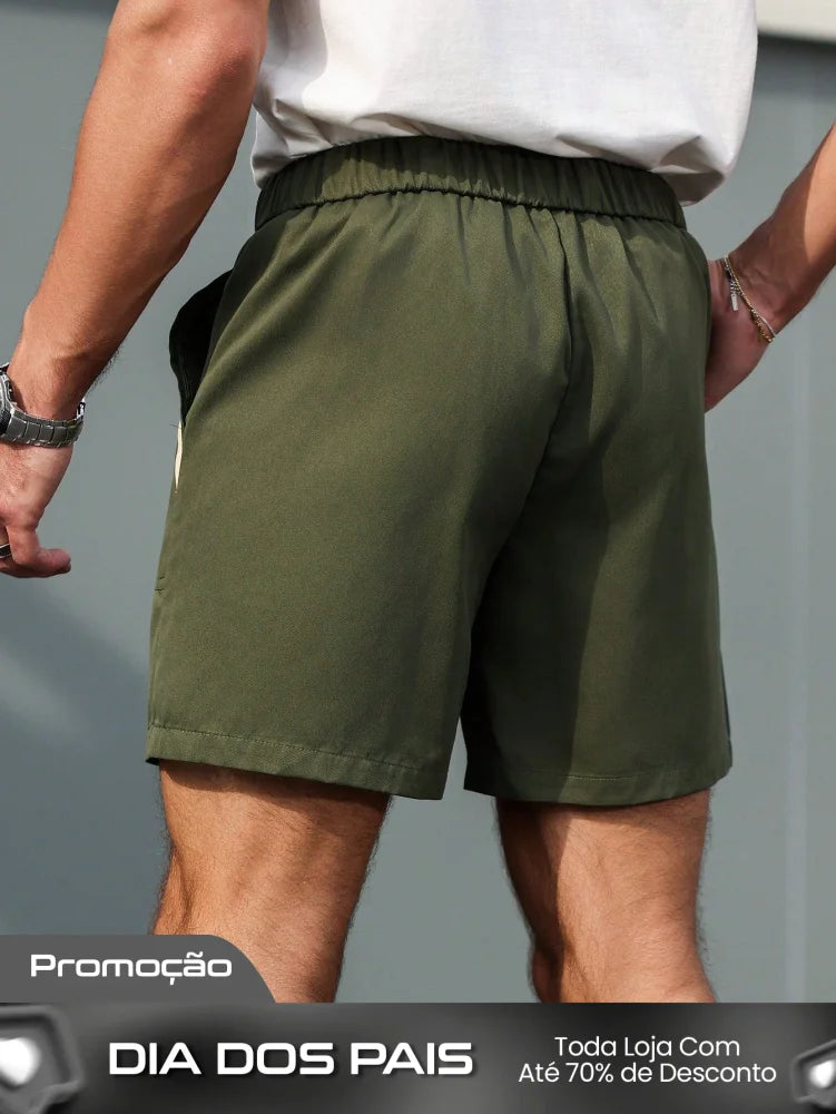 Bermuda Masculina Casual Com Fivela Estilo Militar Bermuda Masculina Casual Com Fivela Estilo Militar