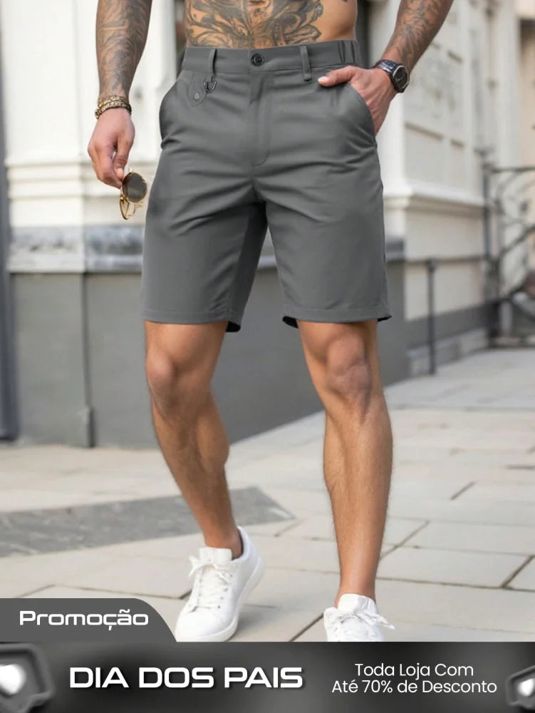Bermuda Masculina Casual Com Tecido Flexível E Leve Cinza / PP Bermuda Masculina Casual Com Tecido Flexível E Leve