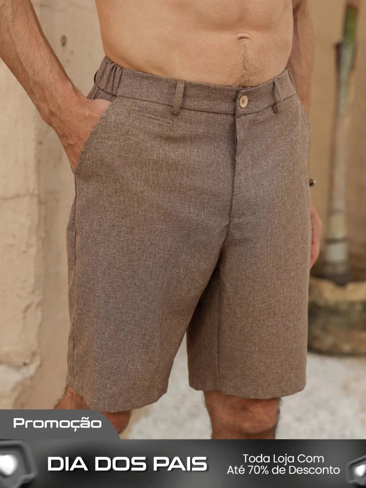 Bermuda Masculina Casual Com Tecido Texturizado Moderno Castanho / PP Bermuda Masculina Casual Com Tecido Texturizado