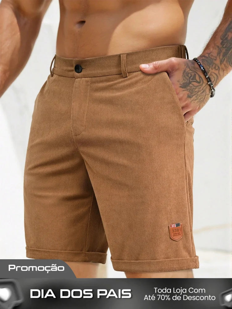 Bermuda Masculina Casual Em Sarja Com Estilo Versátil Marrom / PP Bermuda Masculina Casual Em Sarja Com Estilo Versátil