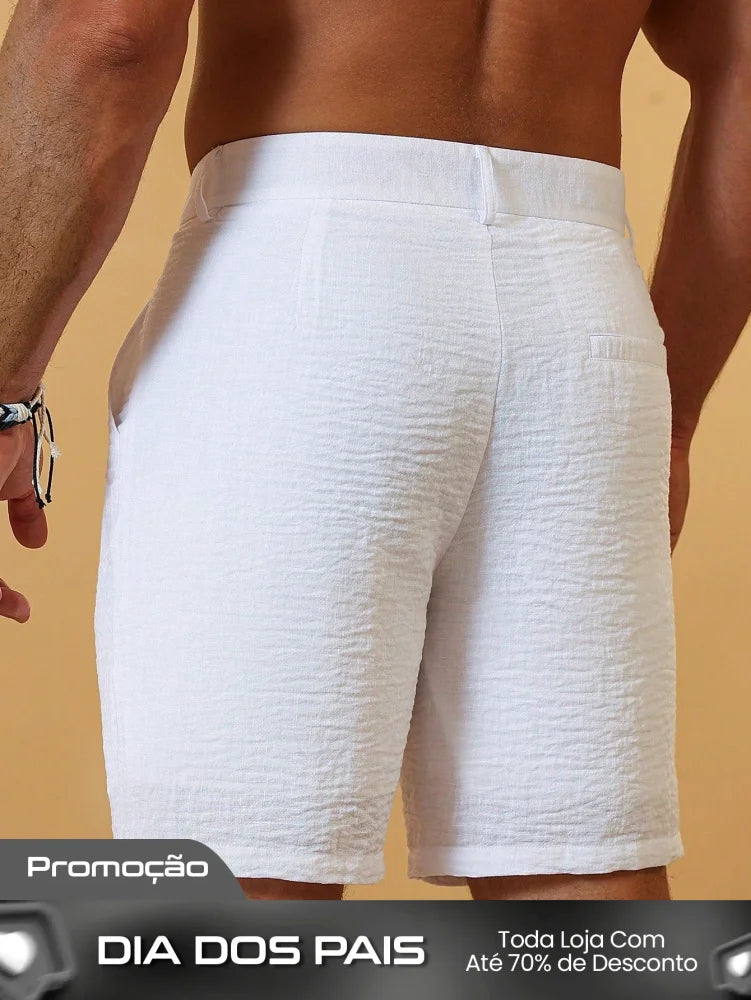 Bermuda Masculina De Linho Com Caimento Leve E Elegante Bermuda Masculina De Linho Com Caimento Leve E Elegante