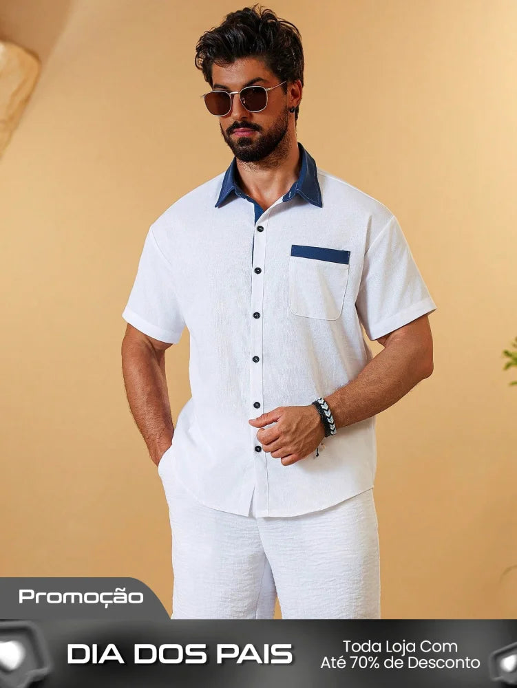 Bermuda Masculina De Linho Com Caimento Leve E Elegante Bermuda Masculina De Linho Com Caimento Leve E Elegante