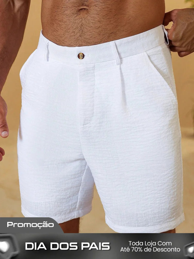 Bermuda Masculina De Linho Com Caimento Leve E Elegante Branco / PP Bermuda Masculina De Linho Com Caimento Leve E