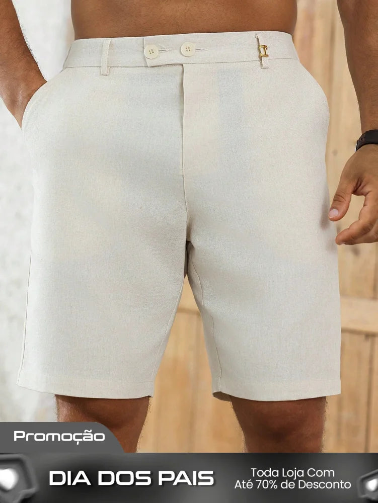Bermuda Masculina De Linho Com Tecido Flexível E Respirável Bermuda Masculina De Linho Com Tecido Flexível E Respirável