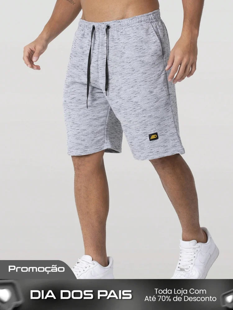 Bermuda Masculina Moletom Mesclado Com Estilo Casual Cinza / PP Bermuda Masculina Conforto Total Em Moletom Básico