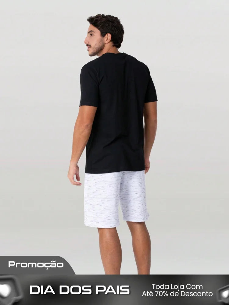 Bermuda Masculina Moletom Mesclado Com Estilo Casual Bermuda Masculina Conforto Total Em Moletom Básico