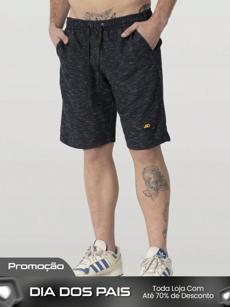 Bermuda Masculina Moletom Mesclado Com Estilo Casual Bermuda Masculina Conforto Total Em Moletom Básico