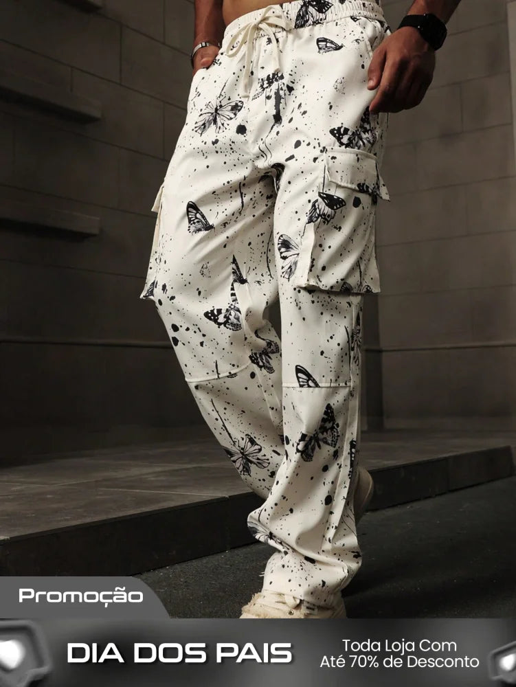 Calça Masculina Cargo Estampada Com Estilo Street Exclusivo Calça Masculina Cargo Estampada Com Estilo Street Exclusivo