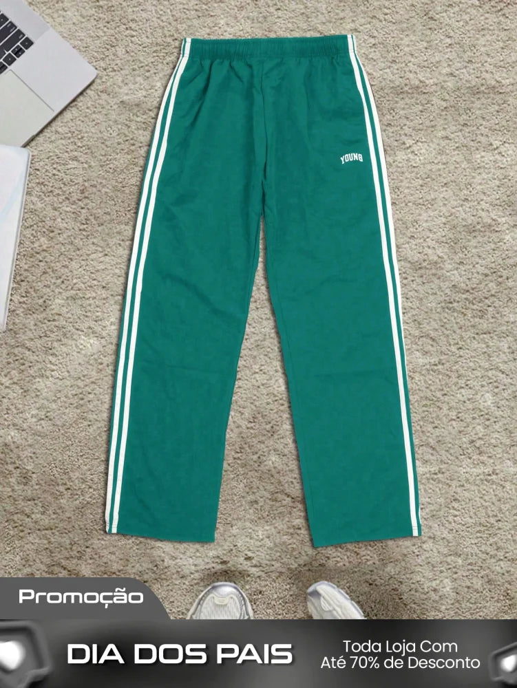 Calça Masculina Esportiva Young Com Listras Laterais Calça Masculina Esportiva Young Com Listras Laterais