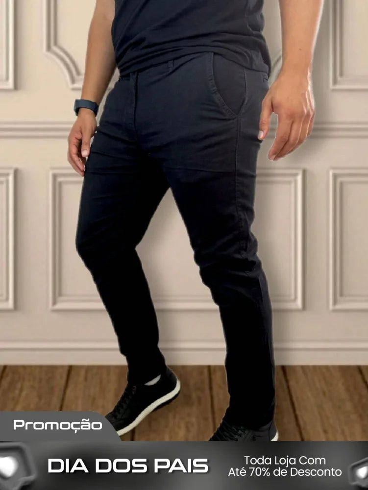 Calça Masculina Jeans Slim Fit Costura Contrastante E Lavagem Moderna Calça Masculina Jeans Slim Fit Costura