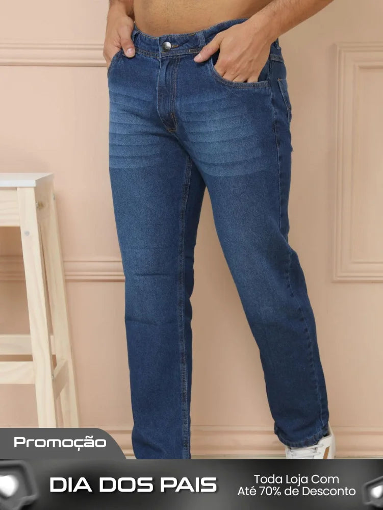 Calça Masculina Jeans Tradicional Reta Tecido Resistente E Corte Lavagem Escura / PP Calça Masculina Jeans Tradicional