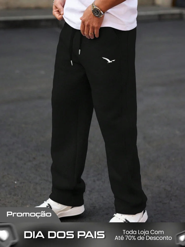 Calça Masculina Jogger Com Forro De Pelúcia E Visual Casual Preto / PP Calça Masculina Jogger Com Forro De Pelúcia E