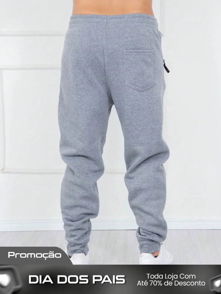 Calça Masculina Jogger Com Zíper E Design Confortável Calça Masculina Jogger Com Zíper E Design Confortável
