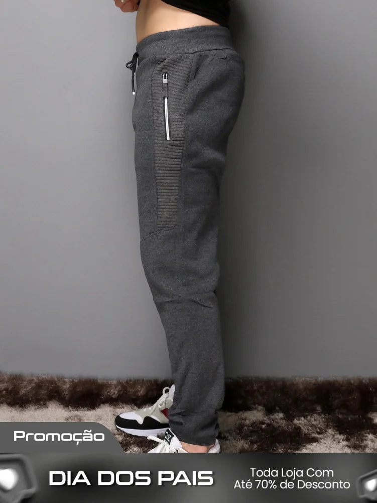 Calça Masculina Jogger Com Zíper Lateral E Estilo Casual Calça Masculina Jogger Com Zíper Lateral E Estilo Casual