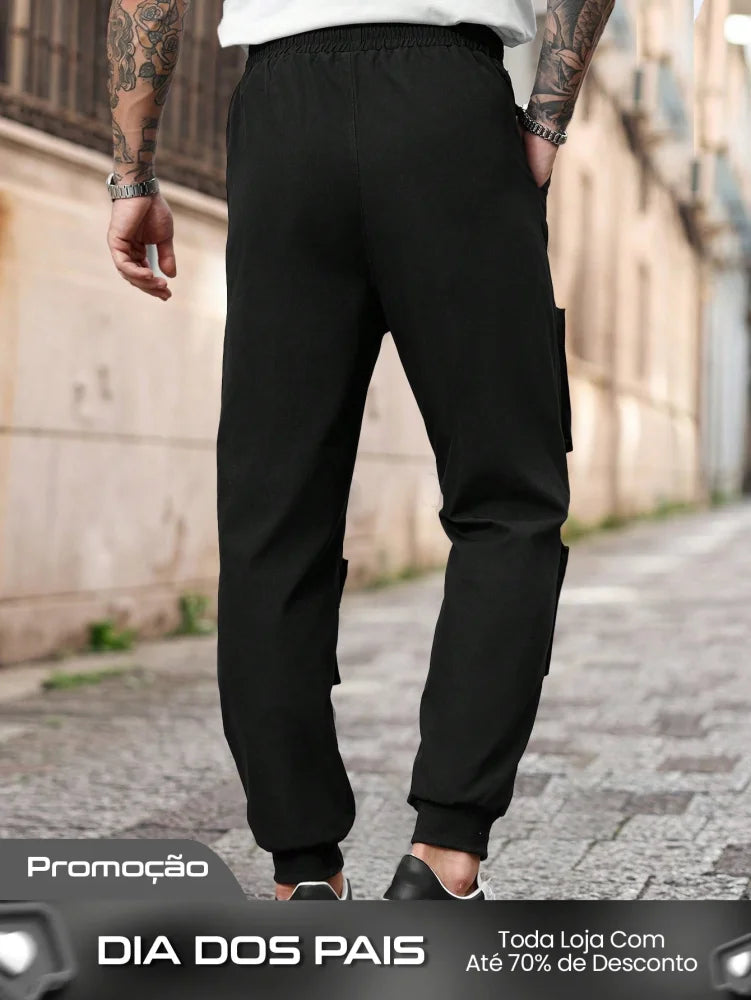 Calça Masculina Jogger Com Zíperes E Design Tático Urbano Calça Masculina Jogger Com Zíperes E Design Tático Urbano