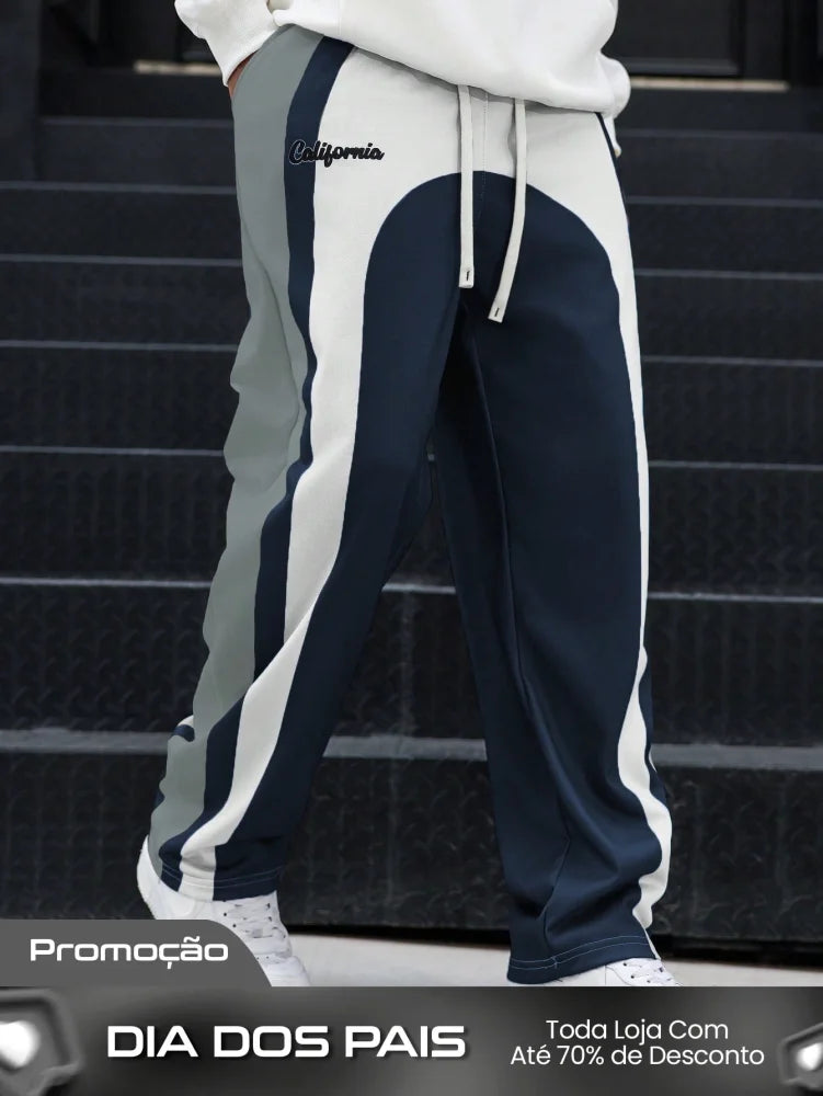 Calça Masculina Jogger Estampada Com Design Geométrico Moderno Calça Masculina Jogger Estampada Com Design Geométrico