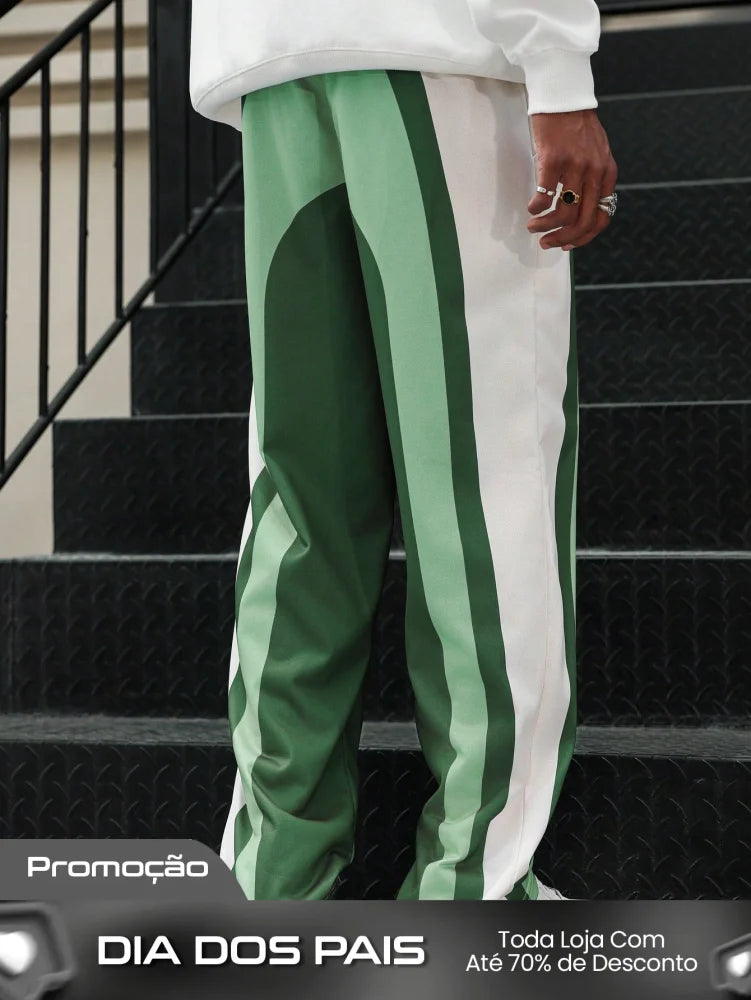 Calça Masculina Jogger Estampada Com Design Geométrico Moderno Calça Masculina Jogger Estampada Com Design Geométrico